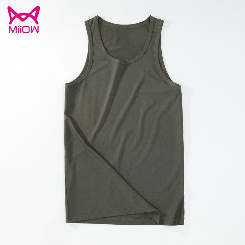 Cat Man Summer Thin man Modale cotton vest Body Elastic Monaire Beating Bottom Sleeveless Sweatshirt Black white