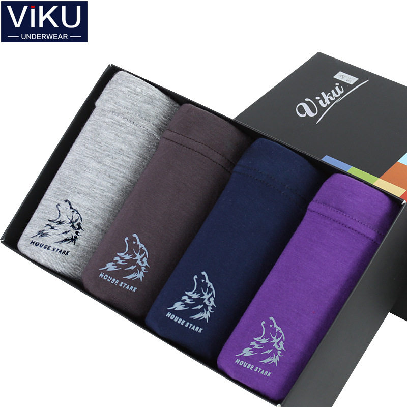 4 pairs men's plus-size Modal boxer briefs midwaist Monell loose boxer shorts