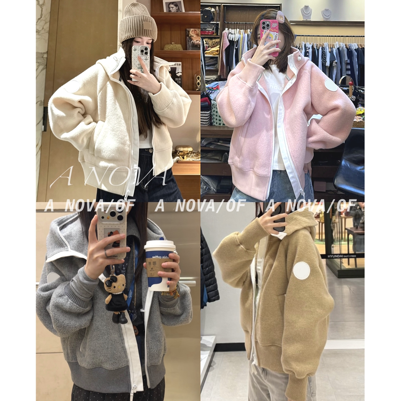 Aa Nova 26Ss New Style New Color Goose down Wool White Badge Armband Bomber Jacket Lamb Wool Coat Aa Nova 26Ss New Style New Color Goose down Wool White Badge Armband Bomber Jacket Lamb Wool Coat