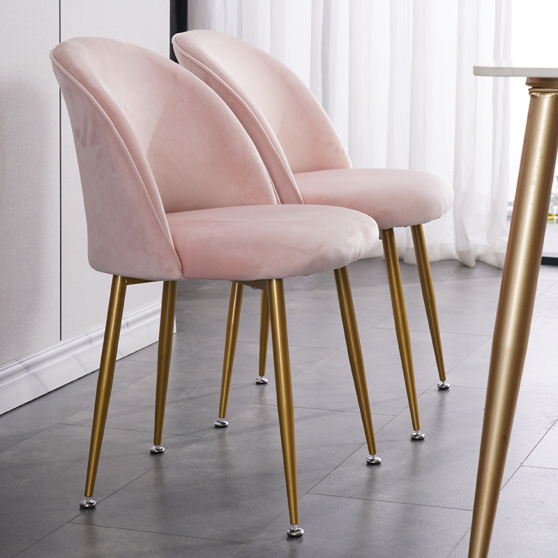 Dining Chair, Modern and Simple, for Home Use, Dressing Table, Light Luxury Makeup Chair, Internet-Famous Manicure Stool, Nordic Style, Tech Fabric, Pink Chair