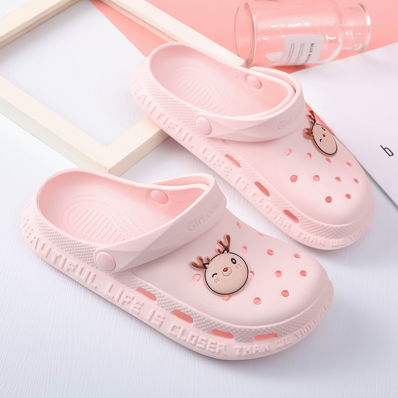 2022 summer new dongle shoes women's wins outside wearing cute Baotou Mid-drag nurse Thick Bottom Beach Sandal Sandals Shoes Women