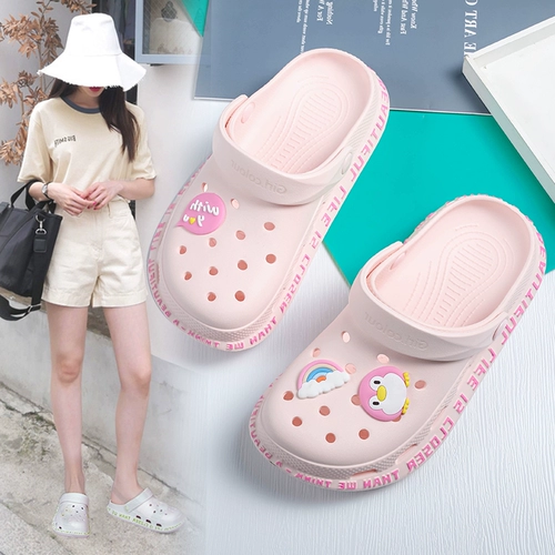 Tide, тапочки в стиле Crocs на платформе, нескользящие мюли, пляжная обувь, коллекция 2026 года, закрытый носок, подходят для носки на улице