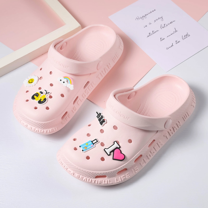 Hole Dongle Shoes Women Ins Tide 2021 New Thick Bottom Non-slip Nurse Baotou Semi Cool Slippers Women Summer Beach Shoes Outwear