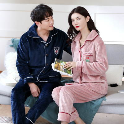 睡衣女冬珊瑚绒加厚加绒情侣睡衣