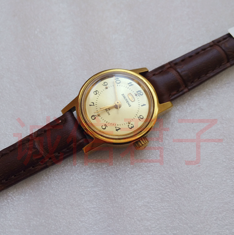 Domestic nostalgic old watch stock original Tianjin Zhu Golden Plated Mechanical Watch vintage manual winding female watch