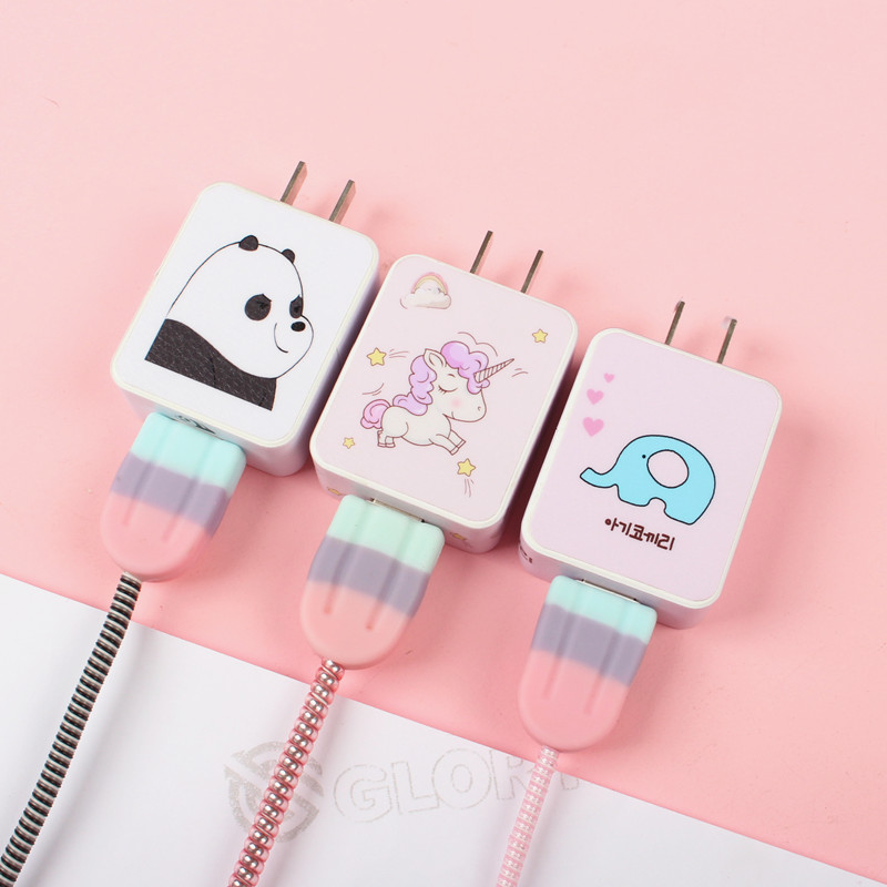 oppo k1 a59s a59s a5 a5 a77 r15x a7x 73 a7x phone charger sticker headphone data line Wound Rope Anti Dirty Film Cartoon Cute Twine Rope