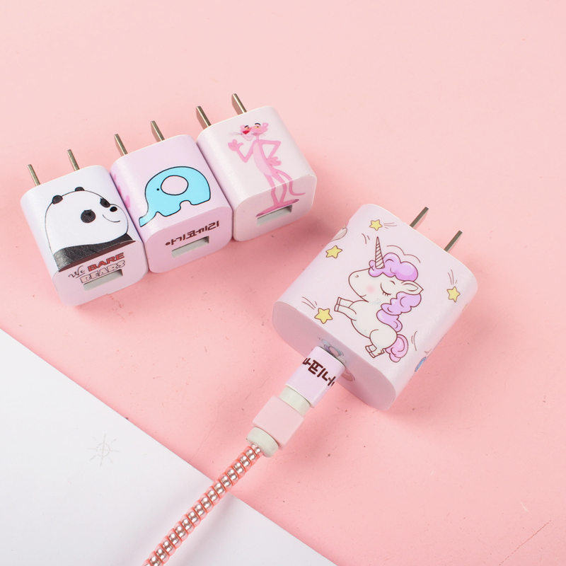 iPad tablet Pro2020 Apple 11pro amx mobile phone charging wire sleeve charger stickers Headphone Data Lines Bypass Rope Care Wire Protector Rings Decorative film cute cartoon protective sheath shell