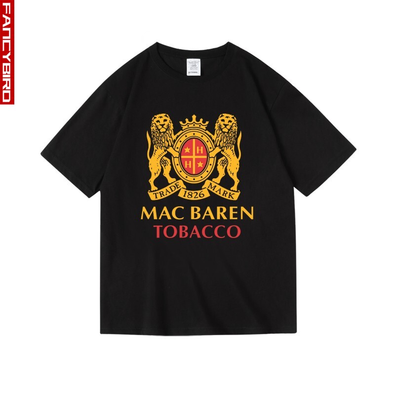 European and American Vintage Macbaren Smoking-Themed Pure Cotton Short-Sleeve T-Shirt for Men and Women, Summer Style European and American Vintage Macbaren Smoking-Themed Pure Cotton Short-Sleeve T-Shirt for Men and Women, Summer Style