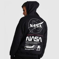 NASA NASA ພິມຊຸດນັກດາລາສາດ geek ດູໃບໄມ້ລົ່ນແລະລະດູຫນາວບວກກັບ hoodie velvet pullover ສໍາລັບຜູ້ຊາຍ