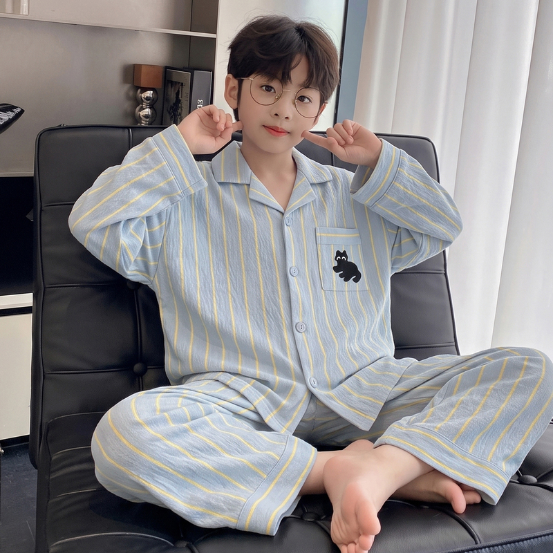 Children's Pajamas Spring and Autumn Cloud Cotton Long-Sleeved Boys' 2026 New Stylish Boys' Loungewear Youth Set Children's Pajamas Spring and Autumn Cloud Cotton Long-Sleeved Boys' 2026 New Stylish Boys' Loungewear Youth Set