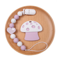 Silicone mushroom teether set baby cartoon pacifier chain baby teether pacifier clip