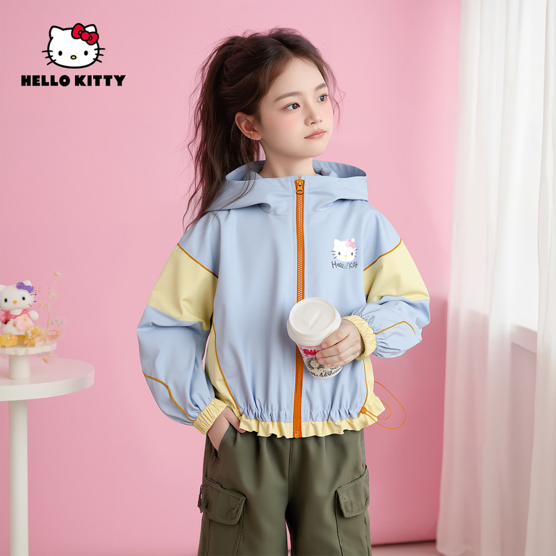 Hellokitty New Autumn Style Cute Tops for Girls, Casual Outer Jackets for Older Children