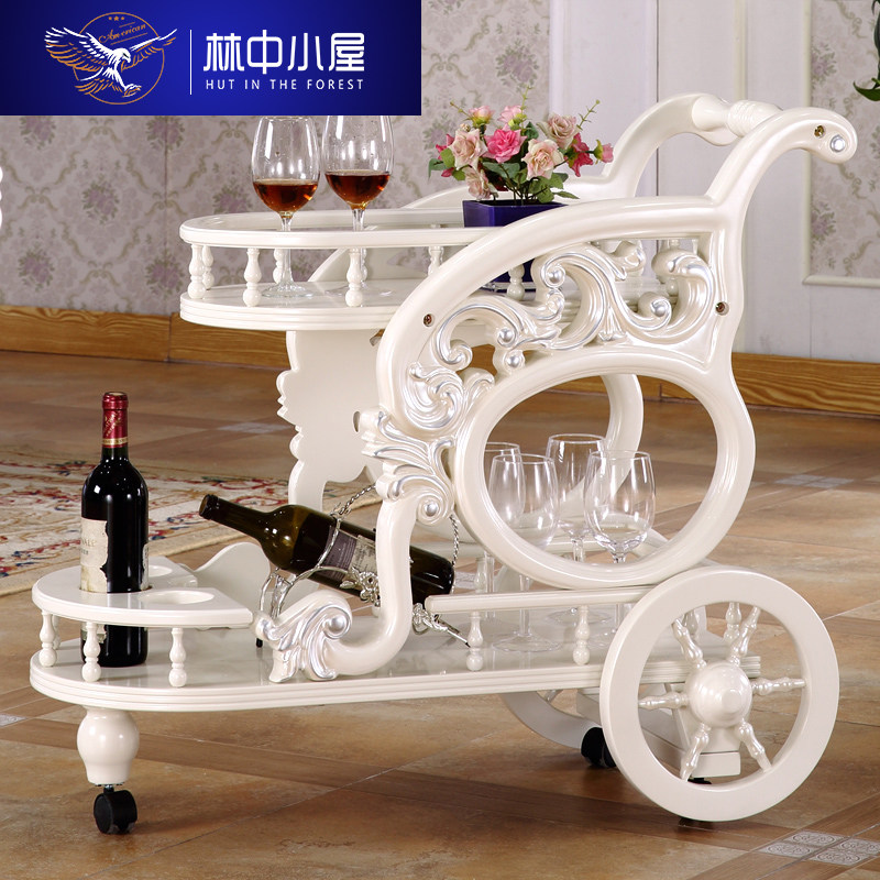 Eurostyle dining car cart French style wine waterwheel trolley hotel dining room Home Dish Wine Water Intake Small Cart White