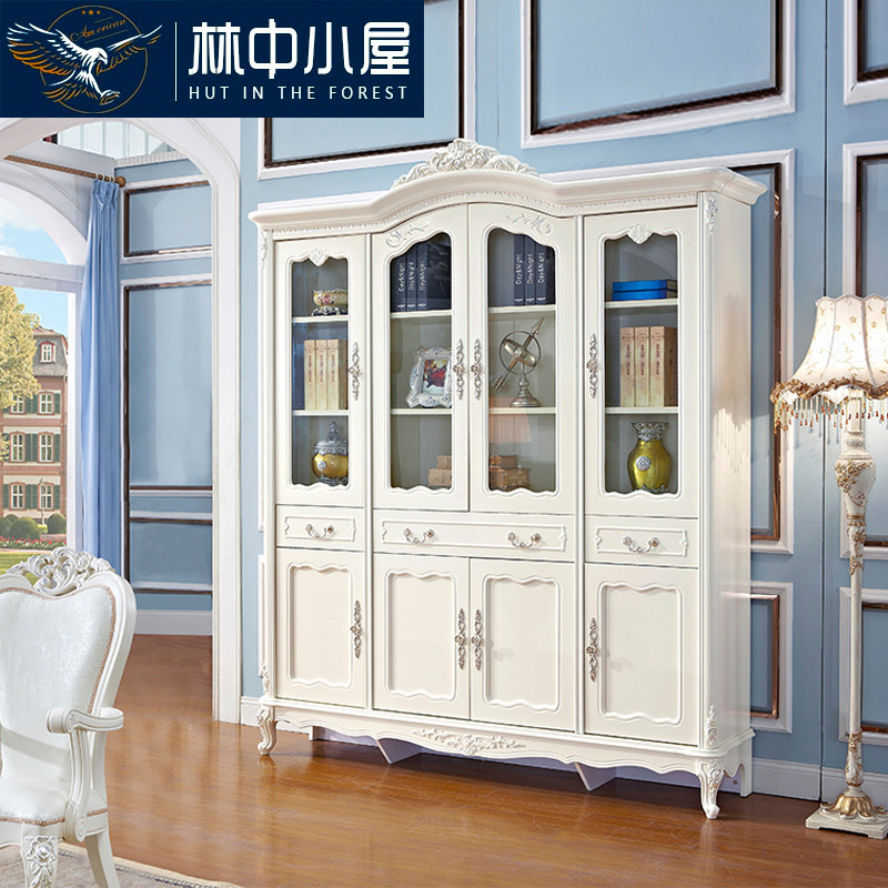 Eurostyle Big Bookcase Desk Portfolio Suit Method Bookcase Home Innate Wooden Four Doors Bookcase Storage Plaid Cabinet