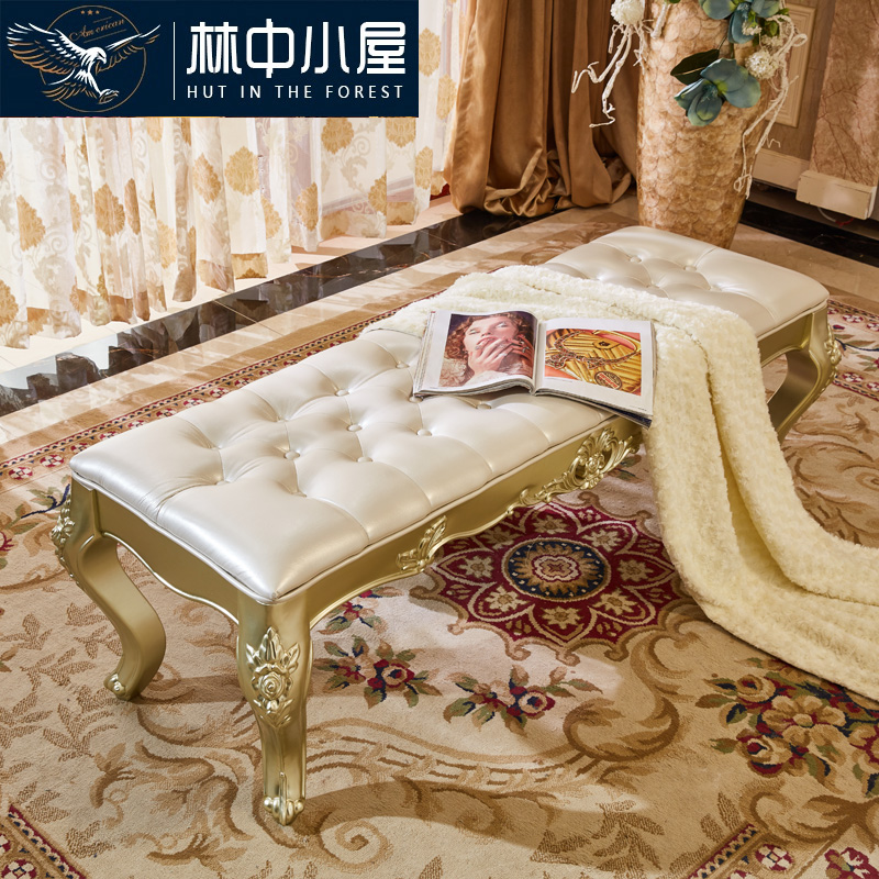 Ostyle Bed Tailstool Solid Wood Champagne GOLDEN NATIVE BED EDGE BED FRONT CHANGE WEARING SHOES SOFA LONG BENCH BED TATAMI STYLE BEDROOM