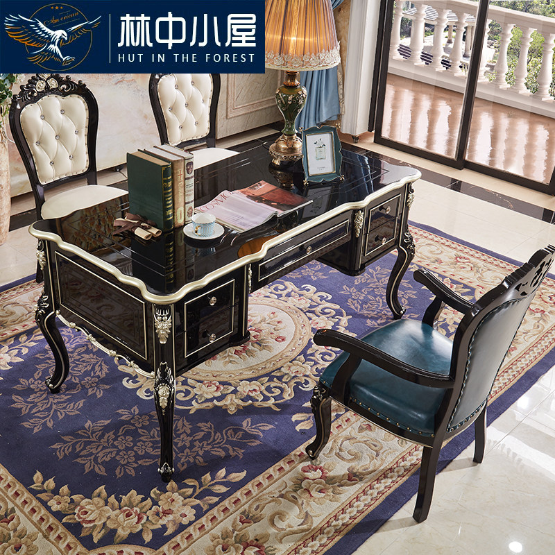 Eurostyle desk French style neoclassical desk writing computer desk book room black sandalwood sketchbook table and chairs upscale table