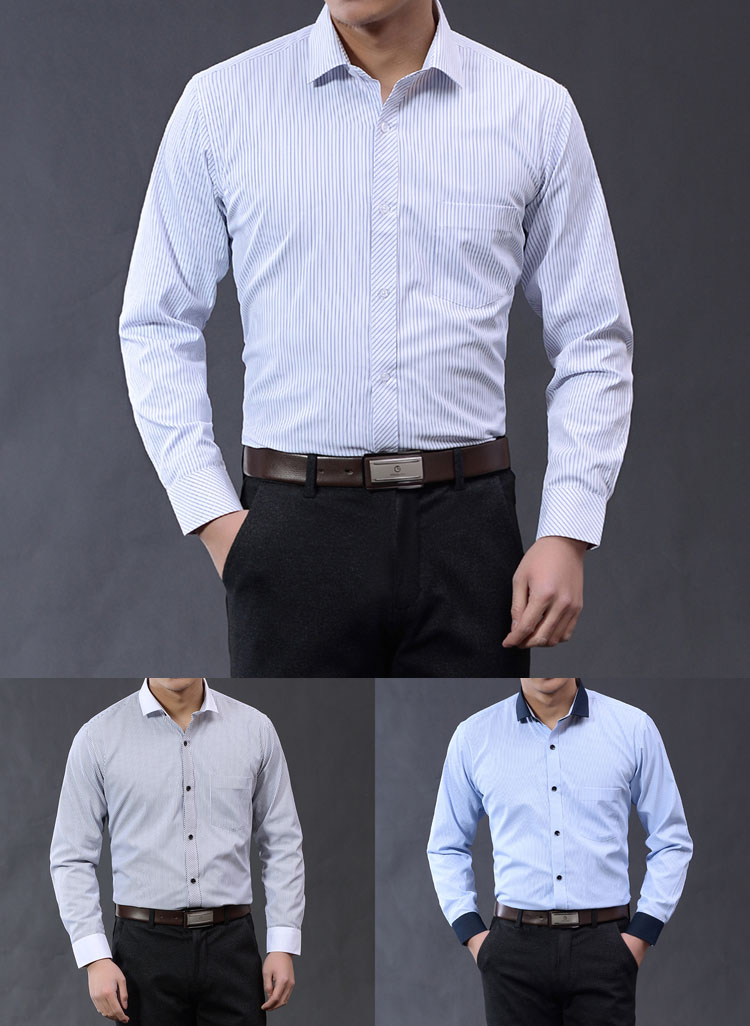 Mùa xuân và mùa thu áo sơ mi nam dài tay kinh doanh áo sọc trung niên giản dị lỏng lẻo áo sơ mi nam shop áo sơ mi nam