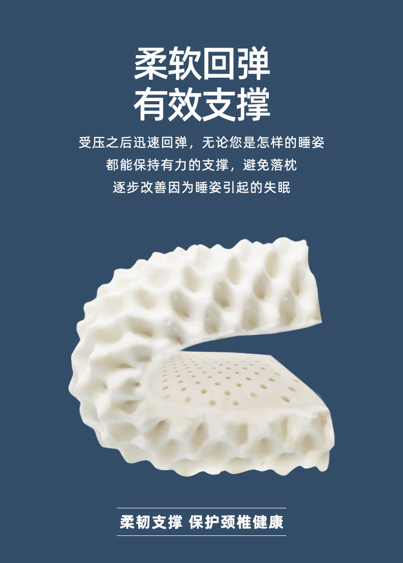 水星罗莱面料供应商 华福定制家纺 大颗粒乳胶按摩枕 图4