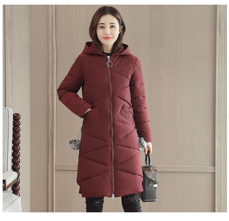 Áo khoác mới mùa đông 2017 dễ thương áo khoác cotton dày nữ dài Phần phiên bản Hàn Quốc của áo khoác mỏng độn bông xuống áo khoác kaki nam lót lông cừu