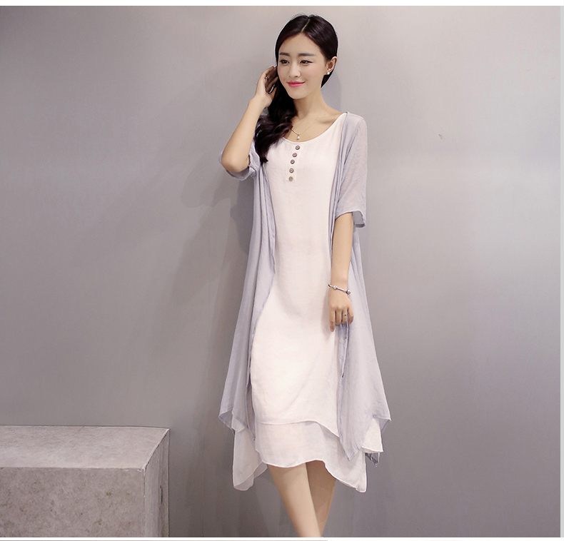 Mùa hè thai sản dress dress 2018 new loose kích thước lớn mang thai váy dài mùa hè ăn mặc phụ nữ mang thai hai mảnh váy