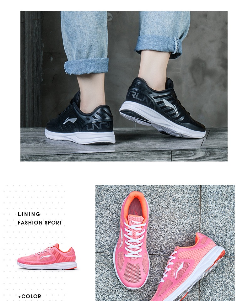 Giày nữ Li Ning 2019 mùa thu mới Giày thể thao V8 nữ thoáng khí Giày chạy hoang dã Giày đen thông thường - Giày chạy bộ giày sneaker nữ trắng