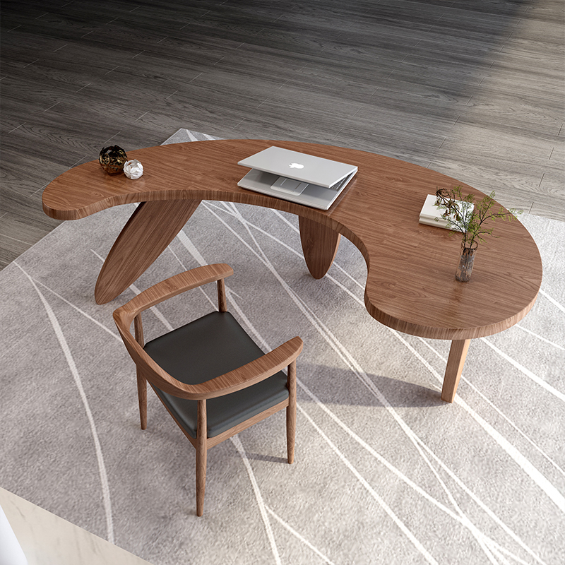 Desk Solid Wood Boss Table Minimalist Modern Profiled President Computer Desk Creative Light Extravagant Design Sense of Arc Desk