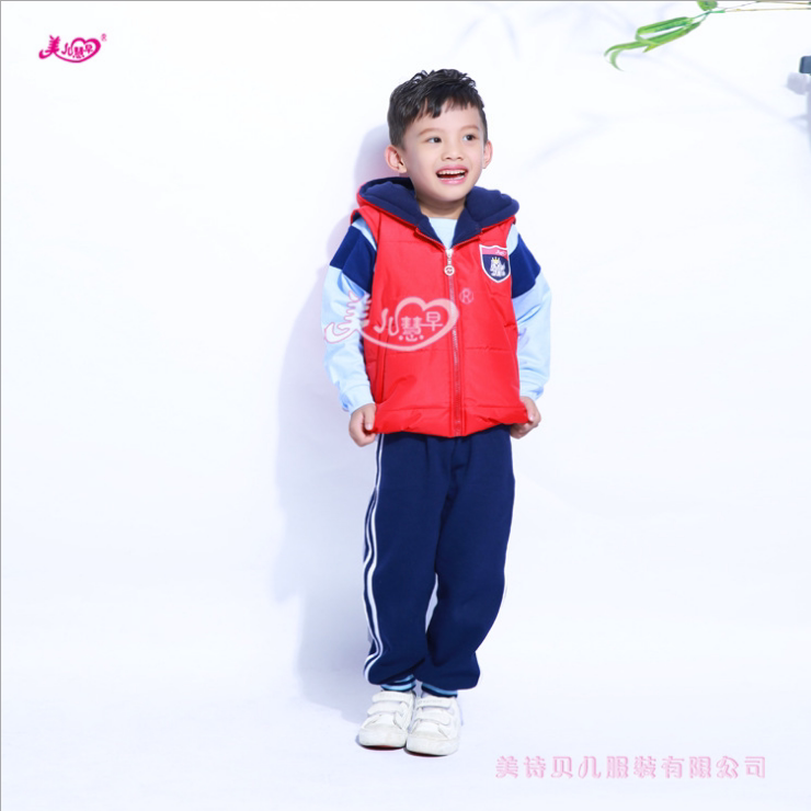 2021 Mei'er Huizao New style plush fleece and thickened children's kindergarten vest vest fashion trend three-piece set