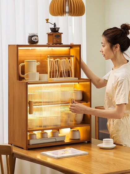 收纳柜子置物柜防尘杯架子家用零食抽屉式桌面长虹玻璃整理架多层