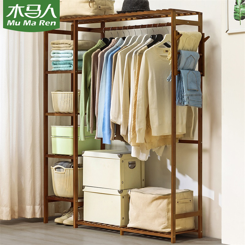 Trojan man simple cloth wardrobe strong and durable steel pipe bold reinforcement and thickening children's net red all-steel wooden frame combination