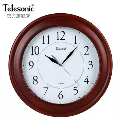 TELESONIC Uranus solid wood Chinese wall clock living room retro decorative clock atmospheric quartz clock wall clock