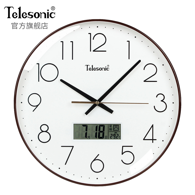 TELESONIC Uranus Perpetual Calendar Electronic Wall Clock Simple Living Room Mute Quartz Clock Calendar Clock Watch