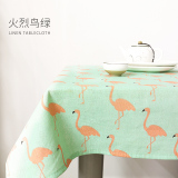 Flamingo Greentablecloth desk INS student fabric art Cotton and hemp Japanese  Gabe solar system Tea table cloth Northern Europe Simplicity Chinese style