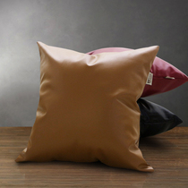 Retro lamb grain PU leather pillow solid color imitation leather cushion sofa pillow car cushion waist pad can be customized