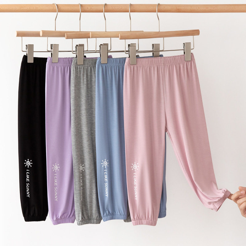 Children's anti-mosquito pants summer cotton light Modal Haren pants for boys and girls casual bottoming thin baby pants