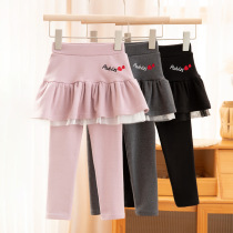 2021 autumn new girl culottes Korean trousers wear bottoming baby spring and autumn pants leggings skirt fake two pieces