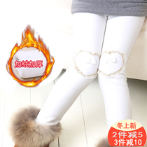 Childrens clothing girls plus velvet leggings winter integrated thin velvet childrens warm pants baby wearing thick white pants