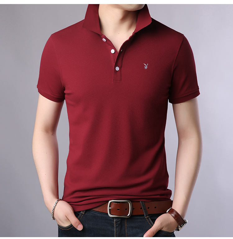 Playboy Mùa Hè Bông Ngắn Tay Áo T-Shirt Nam Casual Ve Áo Màu Rắn T-Shirt Thanh Niên Xu Hướng Polo Shirt