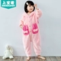 Shangbao Maiqiudong trẻ em đồ ngủ một mảnh dịch vụ nhà flannel cô gái bột san hô đồ ngủ một mảnh dày áo liền quần lót lông cho bé