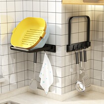 Punch-free kitchen washbasin adhesive hook strong viscose space aluminum bathroom rack wall hanging wall hook foldable