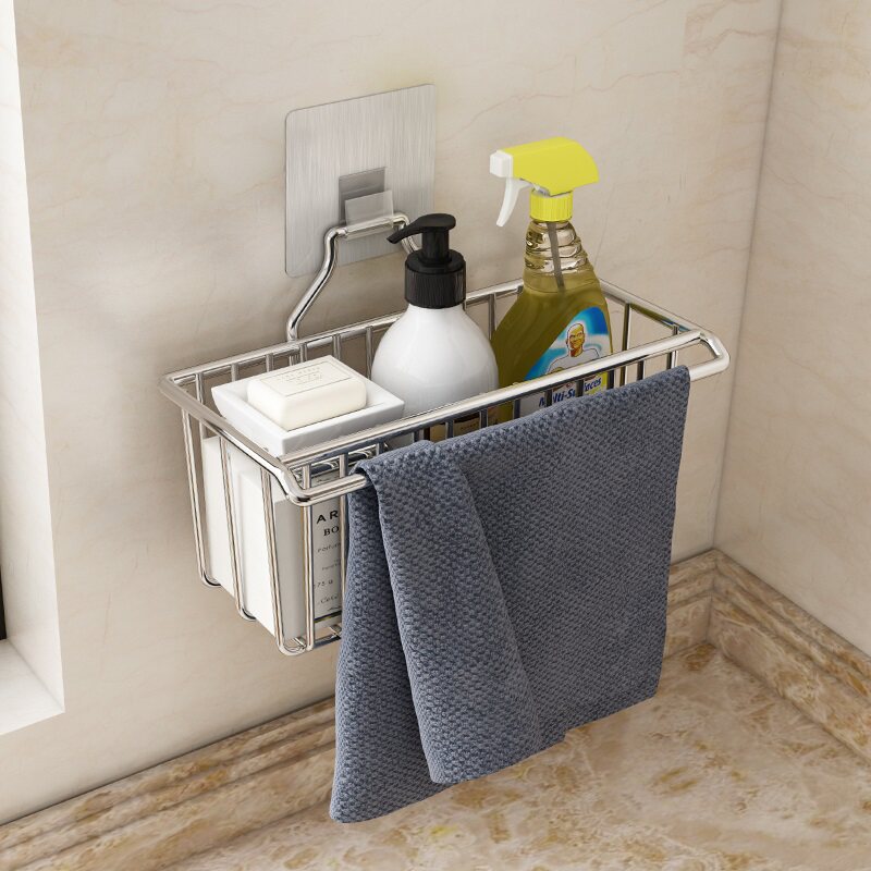 304 stainless steel hanging basket drain basket non-perforated kitchen storage basket wall hanging small sundries basket storage shelf storage basket