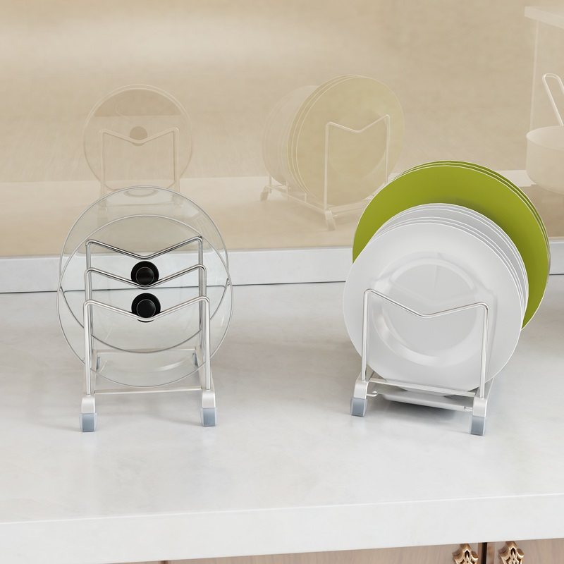 304 stainless steel pot cover rack Desktop cutting board rack Kitchen supplies drain cutting board rack Storage rack Sitting