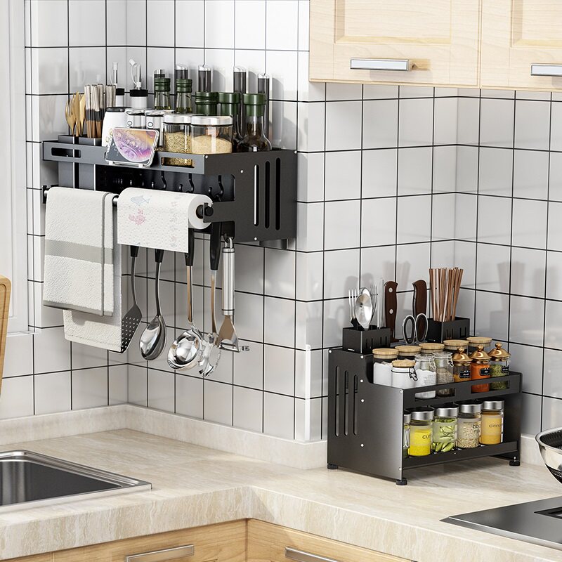 Multifunctional knife rack rack wall-mounted punch-free kitchen supplies seasoning knife rack storage household Daquan