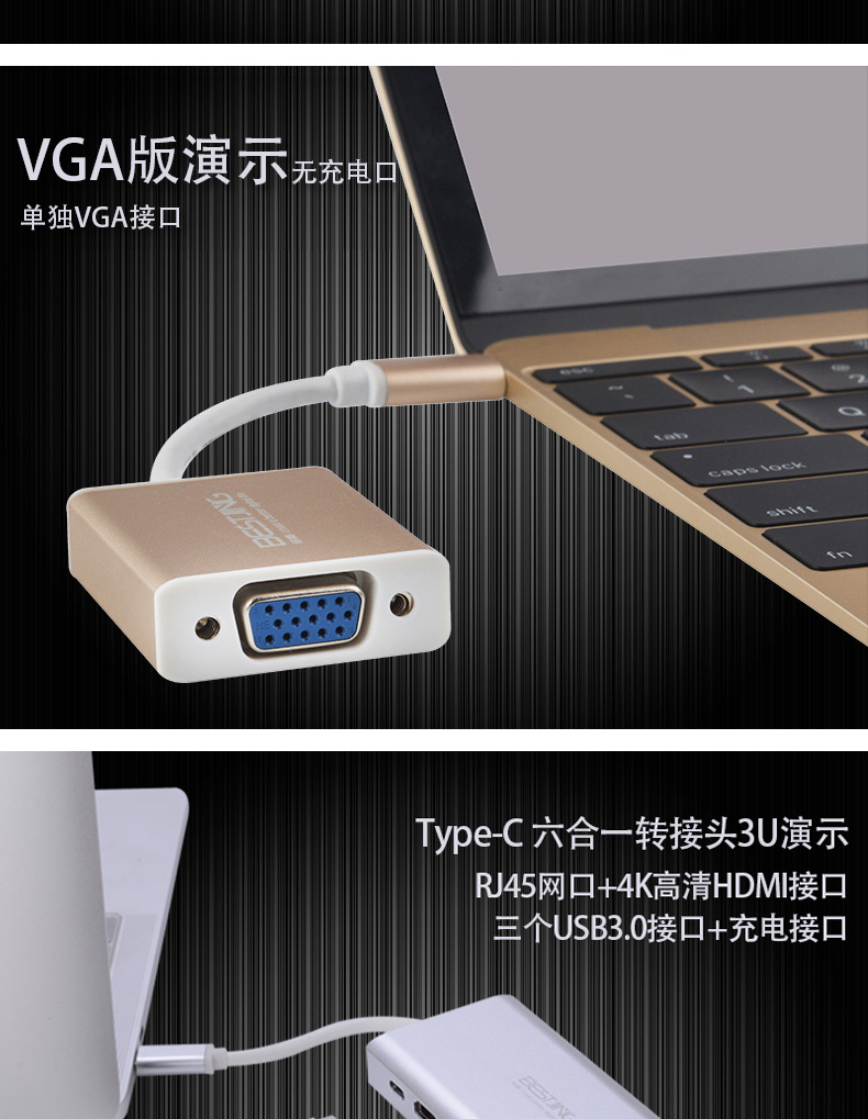 Thunderbolt3 Thunderbolt 3 Adapter chuyển đổi hdmi vga Apple loại Máy tính xách tay Usb Máy tính-c HD Adapter Cáp Video Splitter Chiếu Docking Hiển thị Phụ kiện