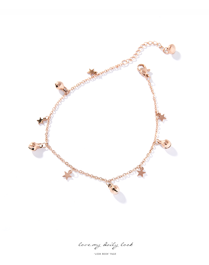 Su Xin Ri Han Xiao Qing New Rose Gold Star Bell Anklet Wild khí tiết Phụ kiện mắt cá chân Trang sức quà tặng sinh viên vòng chân cho nữ