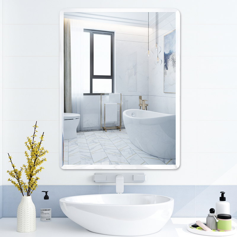 Bathroom Wash Table Mirror Wall-mounted Makeup Room Free to stick to wall Self-adhesive large glass Makeup Cosmetic Mirror Hanging Wall Style