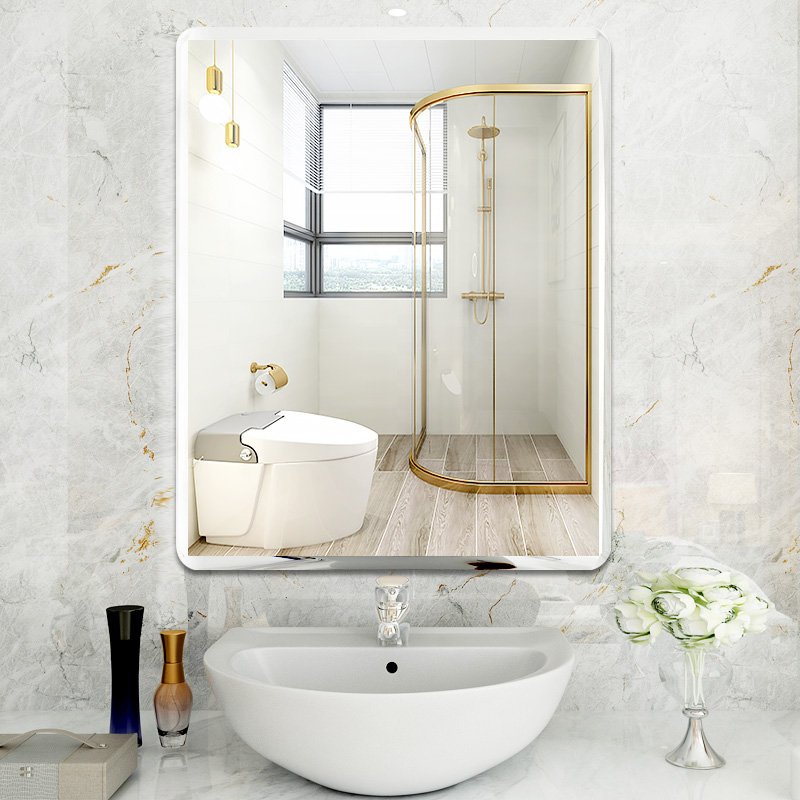 Bathroom washing mirror wall-mounted dressing room Non-punching sink basin self-adhesive makeup makeup mirror hanging wall style