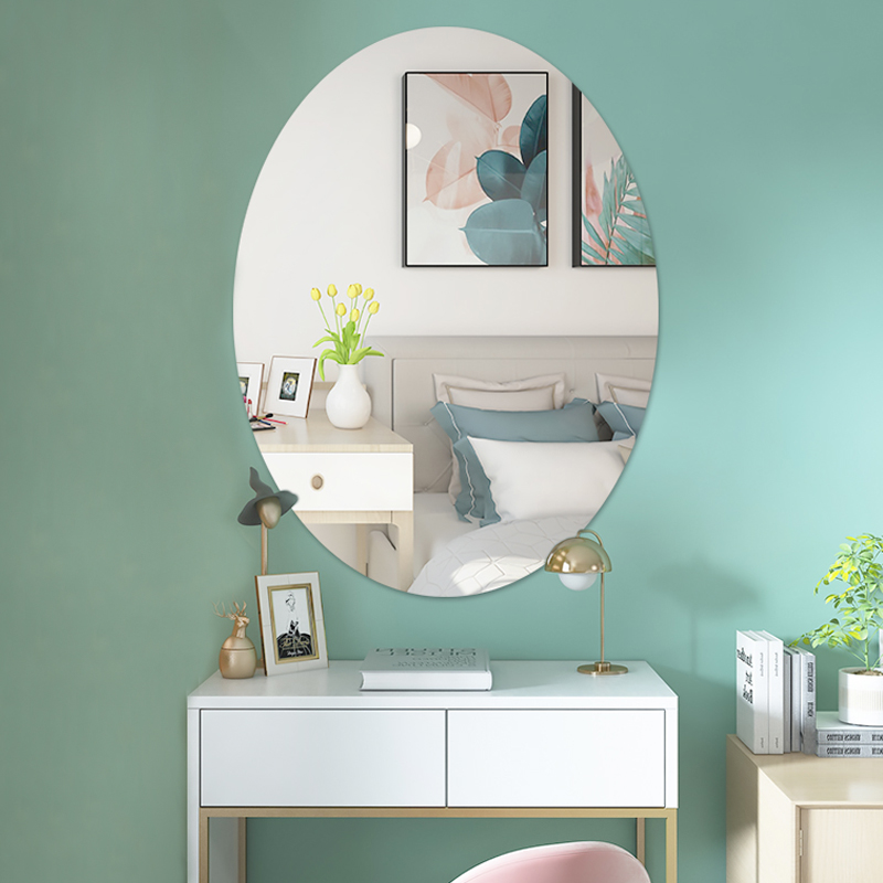 Nordic oval mirror Wall self-adhesive wall-mounted bedroom home wall vanity mirror dressing table can be glued to the wall