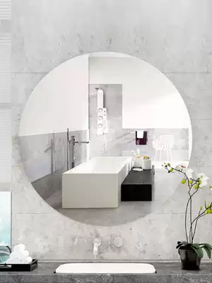 Round mirror Wall self-adhesive washroom mirror non-perforated dressing room wall-mounted Oval dressing table hanging wall