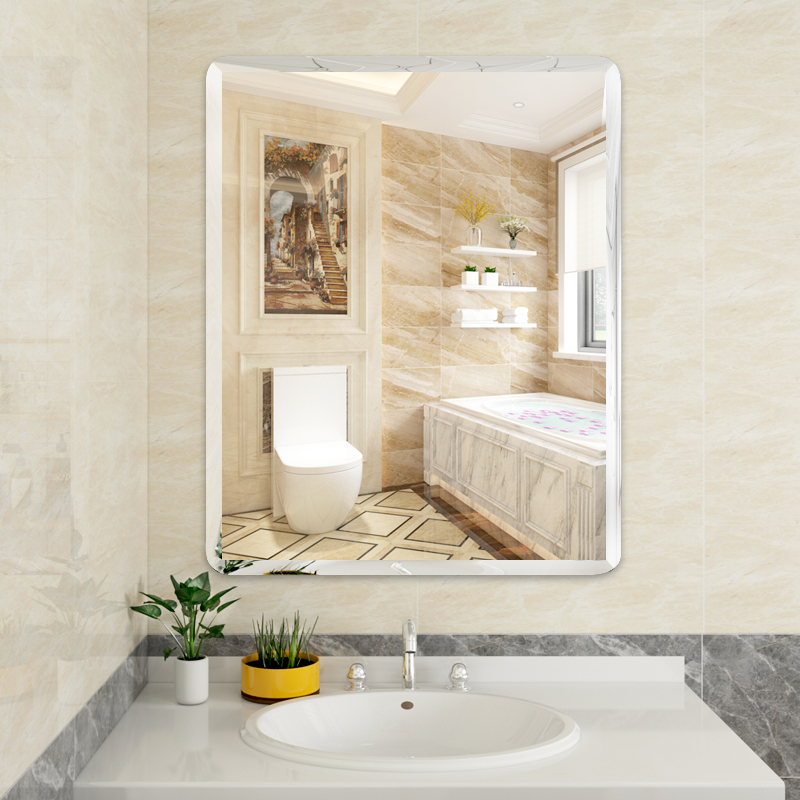 Bathroom mirror wall self-adhesive student dormitory paste dormitory powder room toilet toilet wash mirror free punch