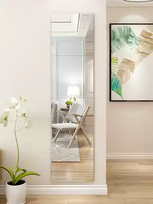 Full-body full-length mirror stickers on the wall Self-adhesive dormitory students stickers bedroom soft girls bedroom wall splicing mirror